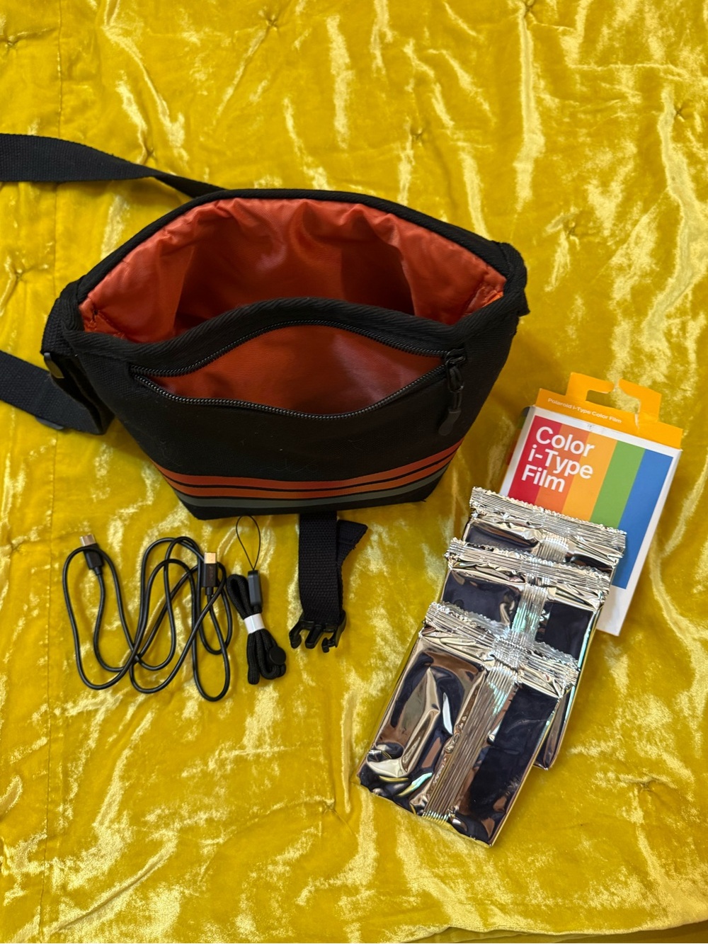 Polaroid- Camera Bag with accessories and film.